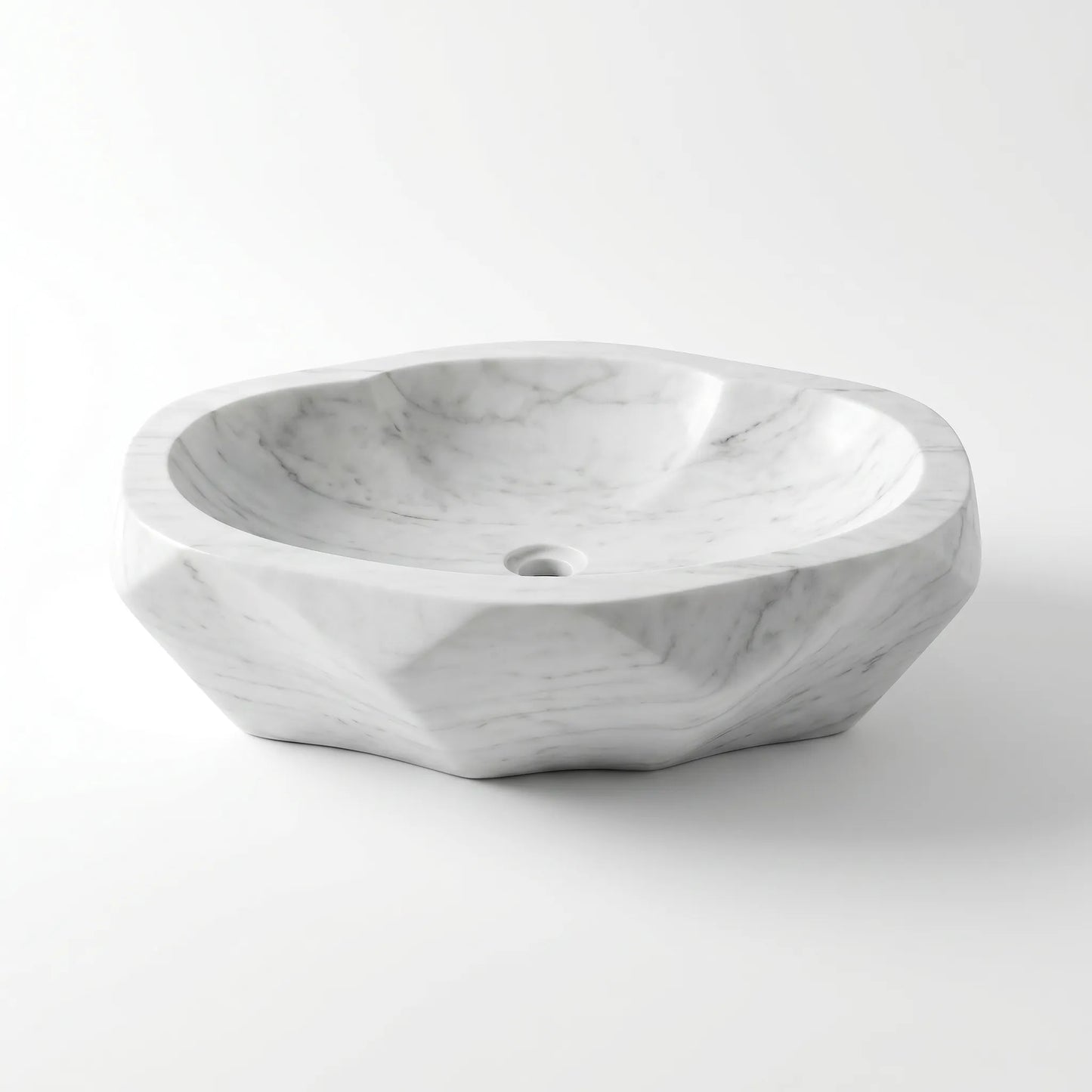 RMD-213 Round Carrara White Vessel Sink Basin