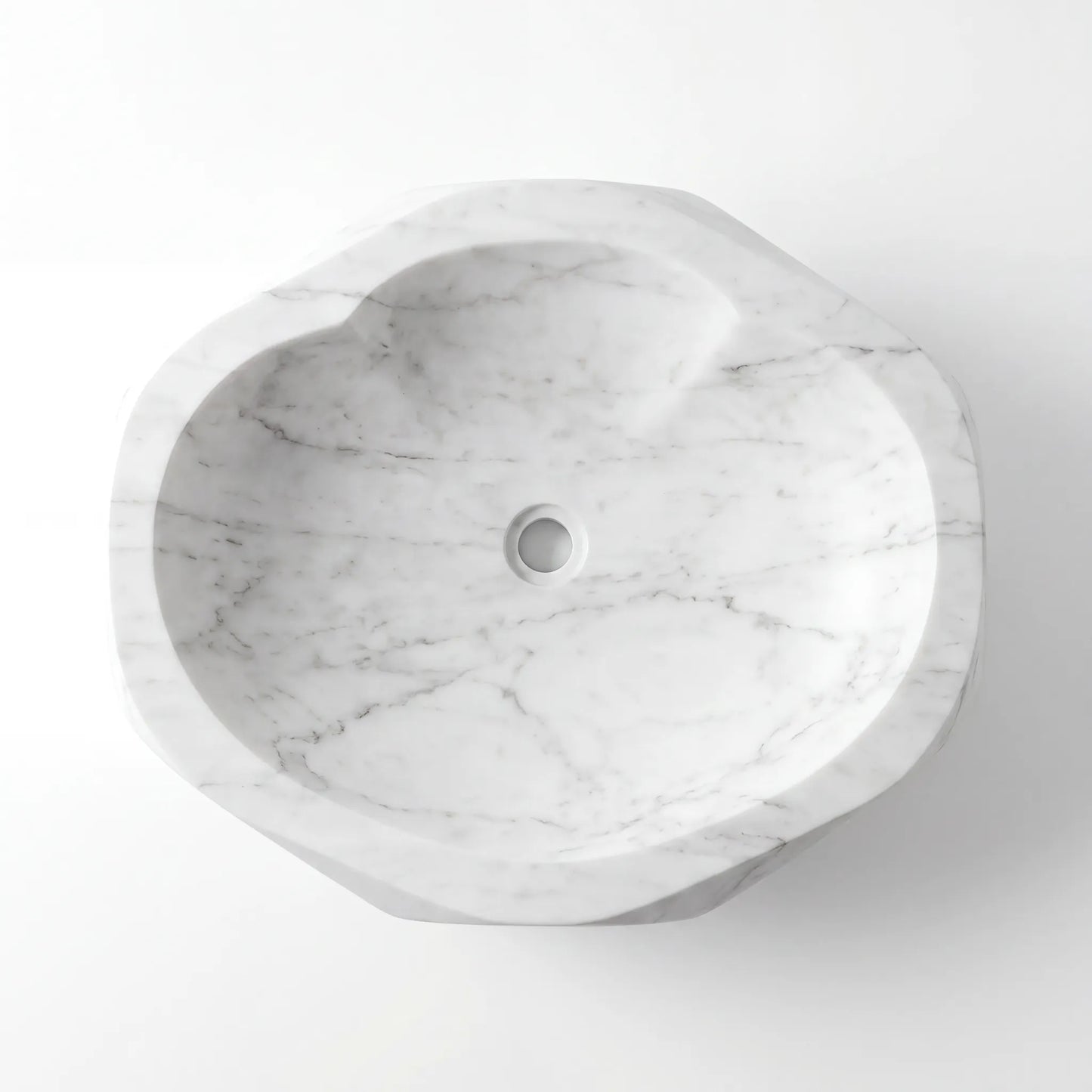 RMD-213 Round Carrara White Vessel Sink Basin