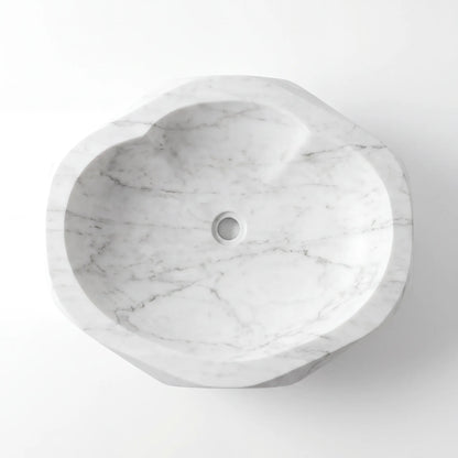 RMD-213 Round Carrara White Vessel Sink Basin