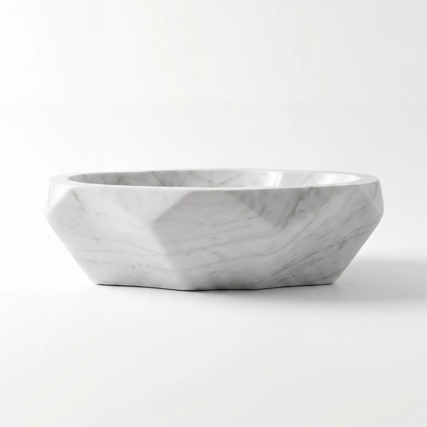 RMD-213 Round Carrara White Vessel Sink Basin