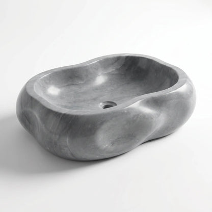 RMD-214 Round Grey Marble Vessel Sink Basin