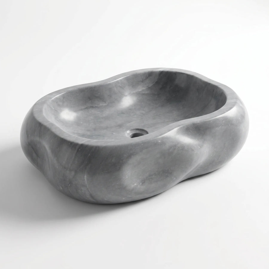 RMD-214 Round Grey Marble Vessel Sink Basin