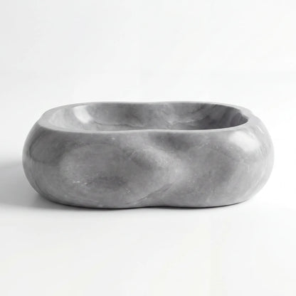 RMD-214 Round Grey Marble Vessel Sink Basin