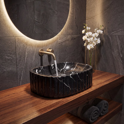 RMD-215 Rectangle Nero Marquina Vessel Sink Basin