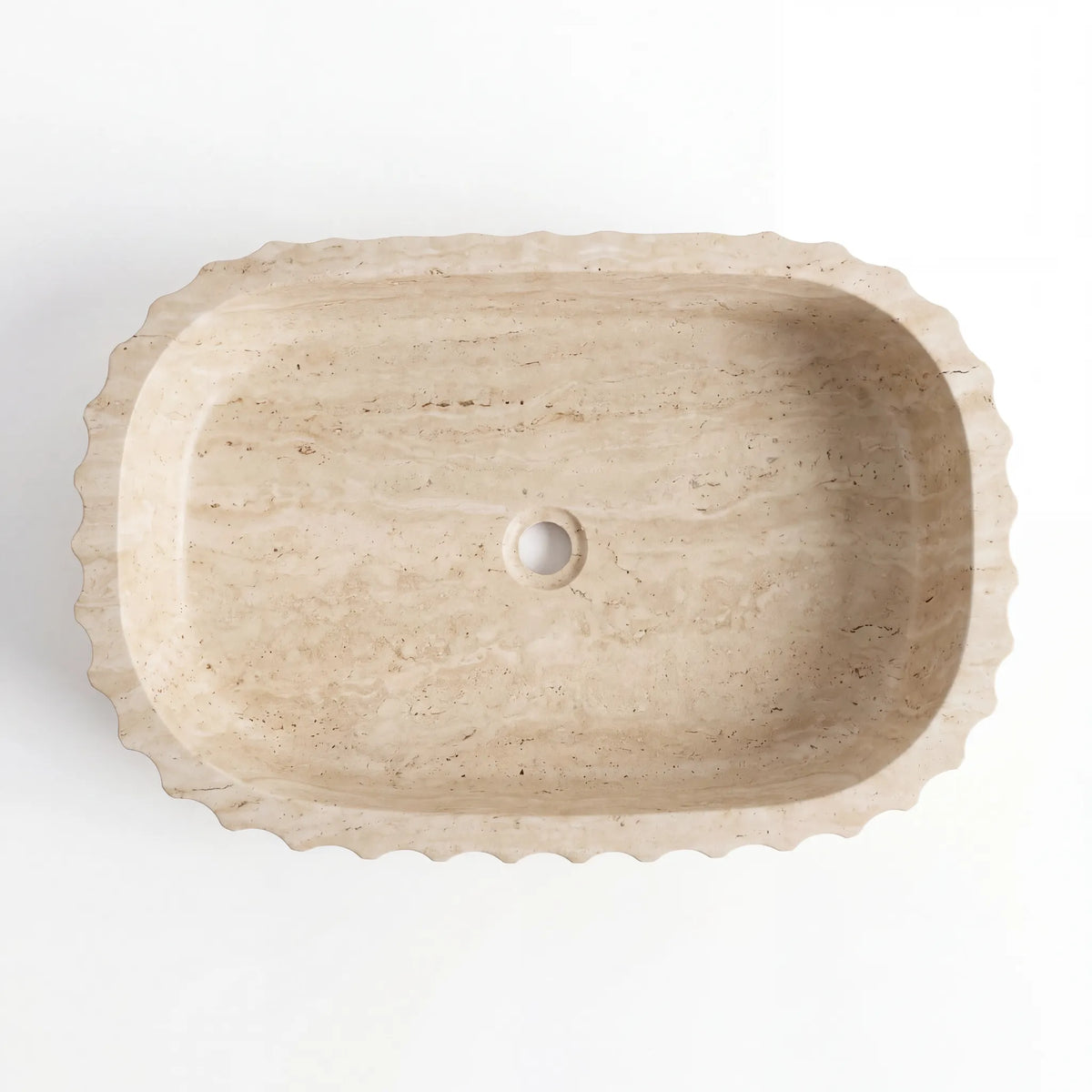 Detailed view of RMD-216 Aurelia Calacatta Gold marble vessel sink showing elegant natural veining