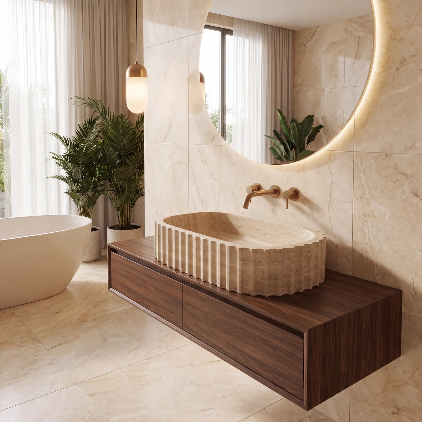 RMD-216 Oval Calacatta Gold Vessel Sink Basin