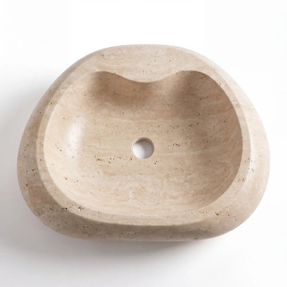 RMD-218 Round Travertine Vessel Sink Basin