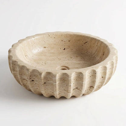 RMD-219 Round Travertine Vessel Sink Basin