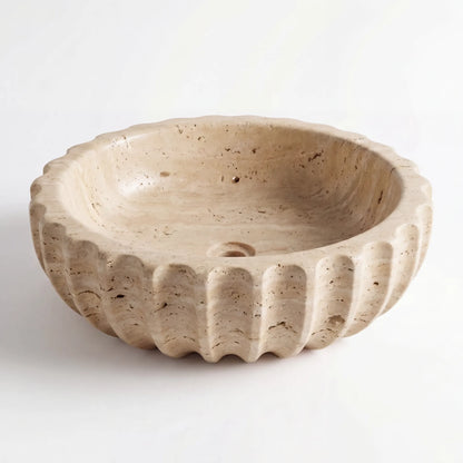 RMD-219 Round Travertine Vessel Sink Basin