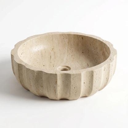RMD-220 Round Travertine Vessel Sink Basin