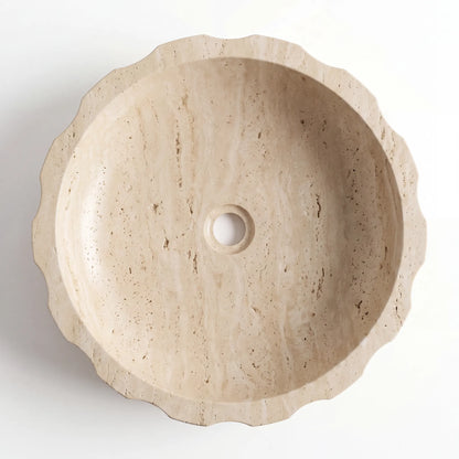 RMD-220 Round Travertine Vessel Sink Basin