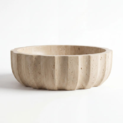RMD-220 Round Travertine Vessel Sink Basin