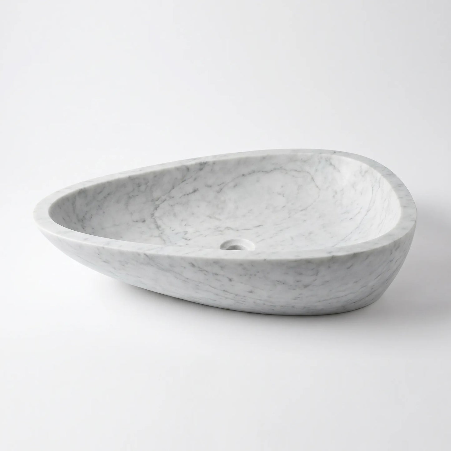 RMD-222 Round Carrara White Vessel Sink Basin