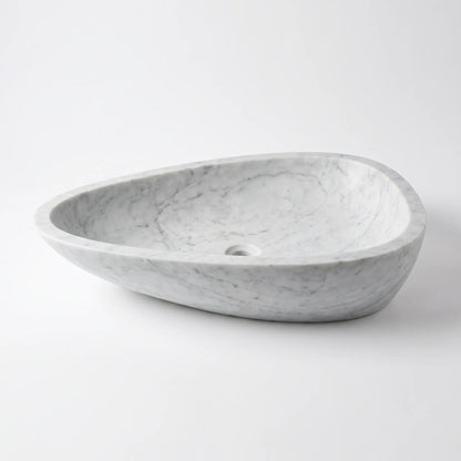 RMD-222 Round Carrara White Vessel Sink Basin
