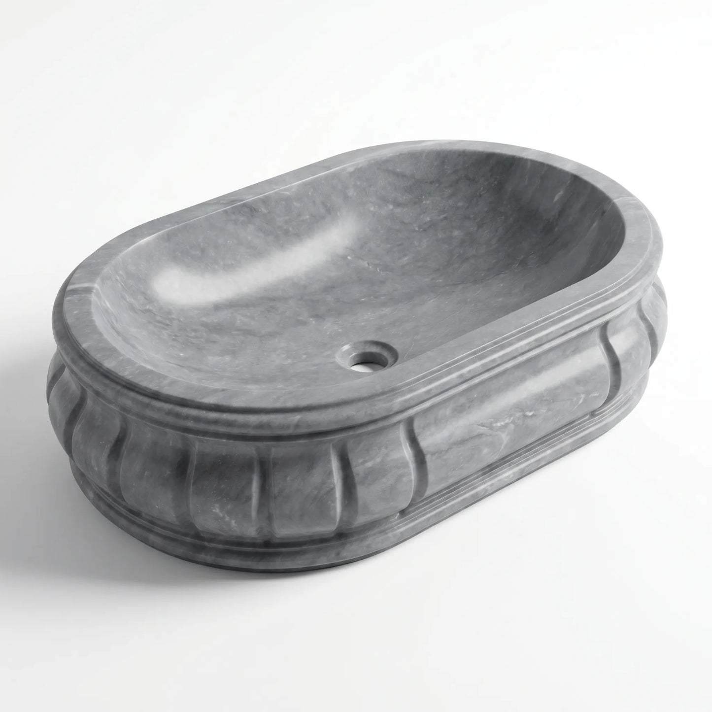 RMD-223 Round Grey Marble Vessel Sink Basin