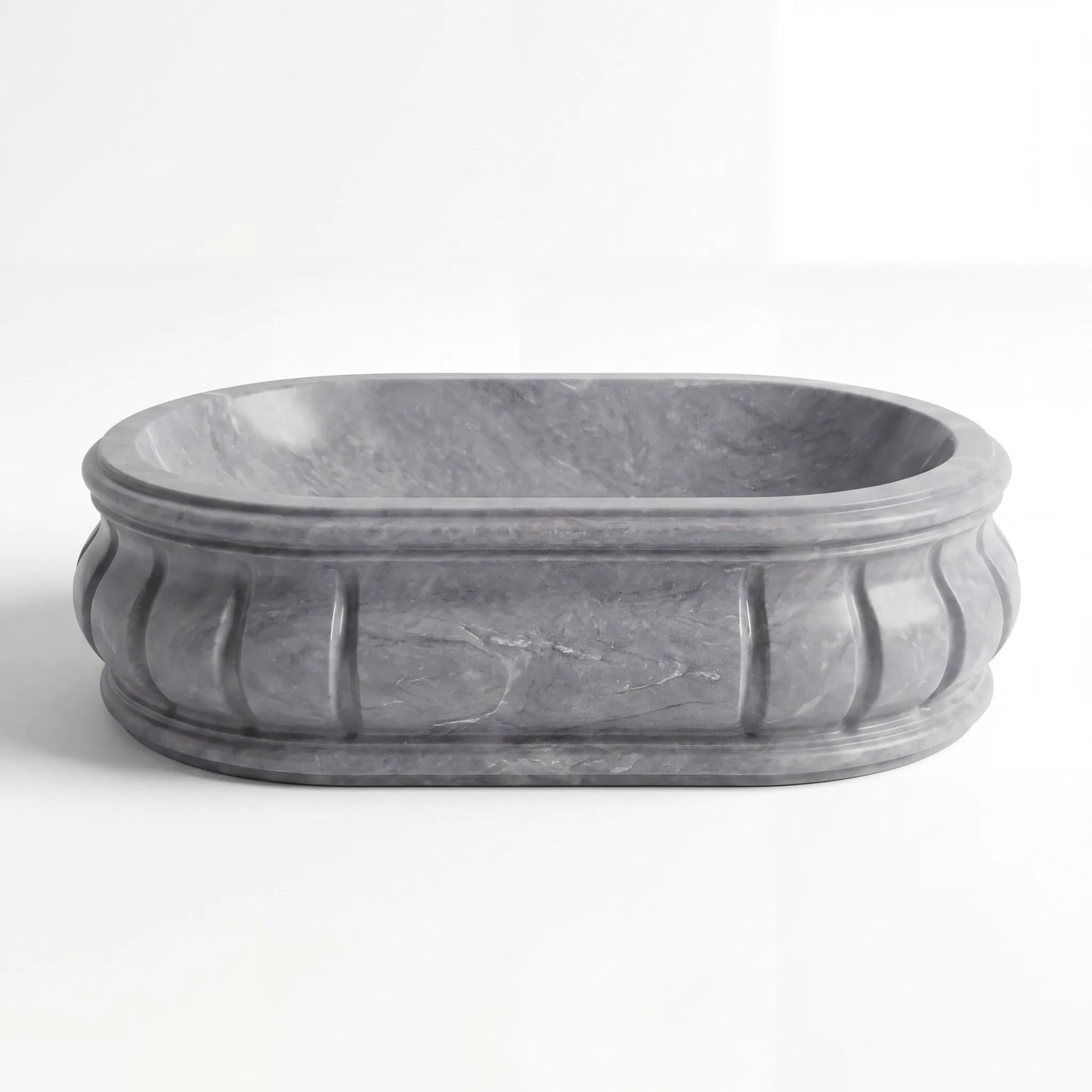 RMD-223 Round Grey Marble Vessel Sink Basin
