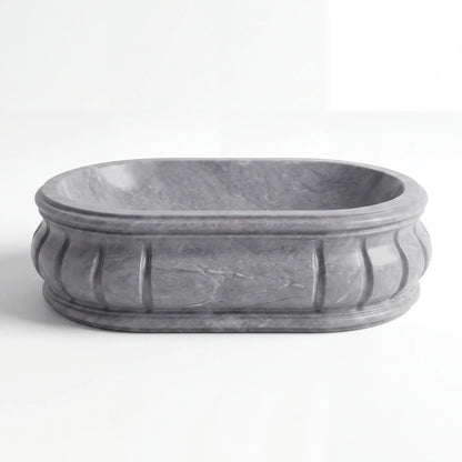 RMD-223 Round Grey Marble Vessel Sink Basin