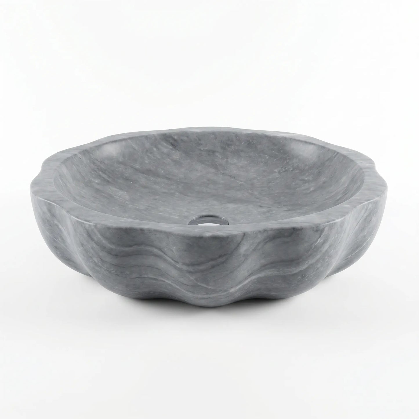 RMD-226 Round Grey Marble Vessel Sink Basin