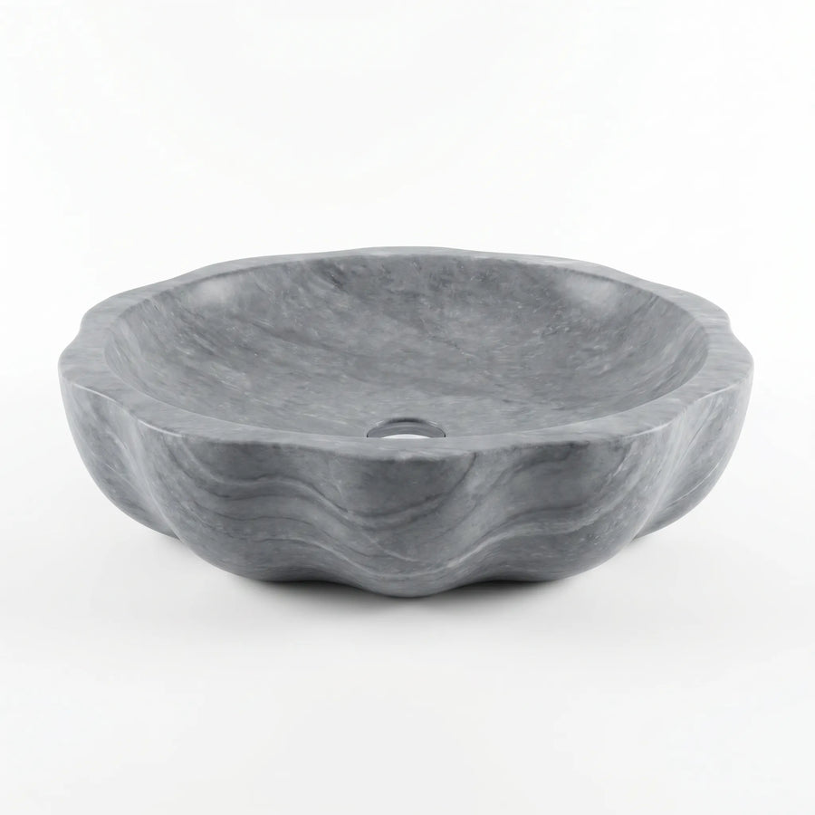 RMD-226 Round Grey Marble Vessel Sink Basin