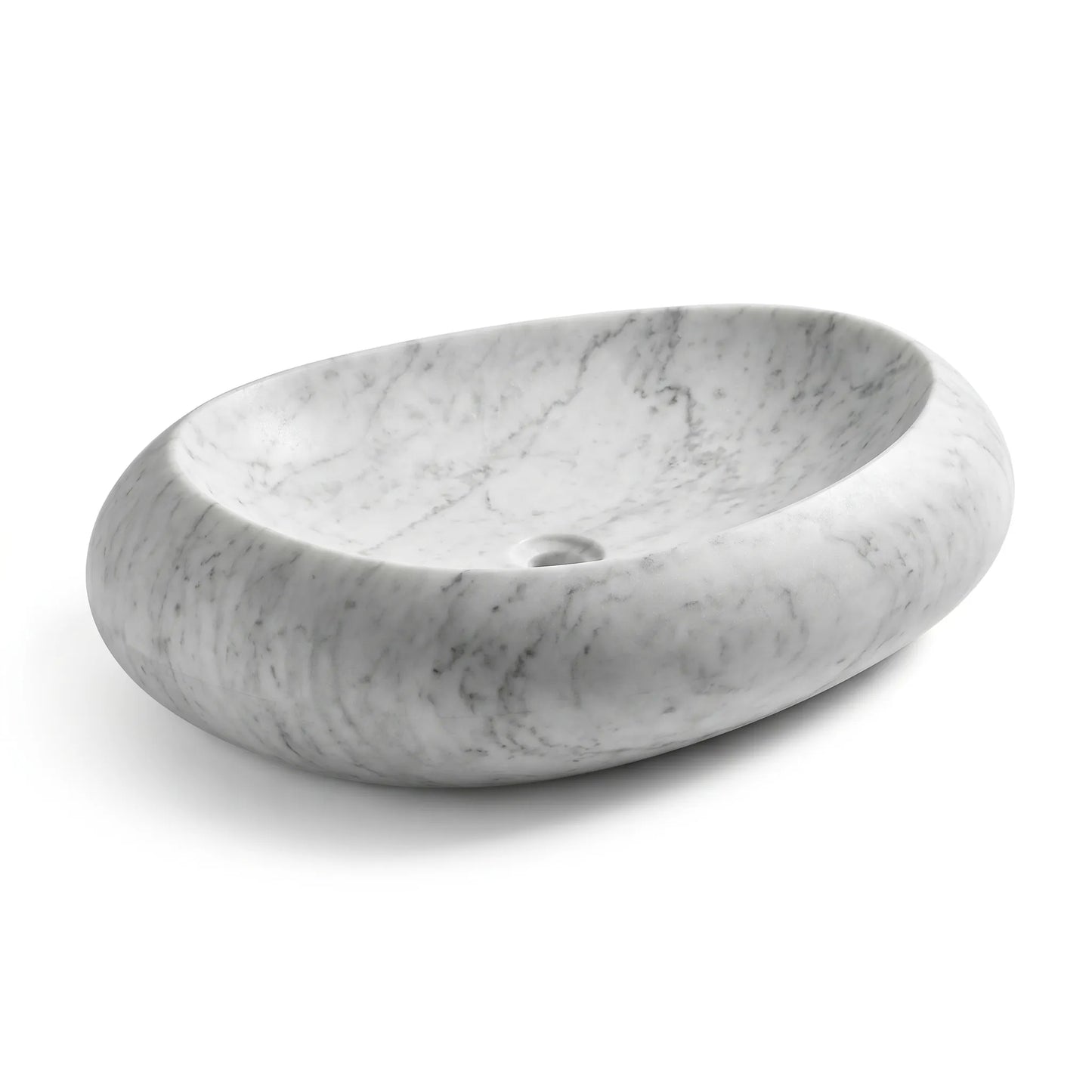 RMD-227  Oval Carrara white Vessel Sink Basin