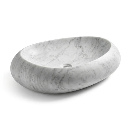 RMD-227  Oval Carrara white Vessel Sink Basin