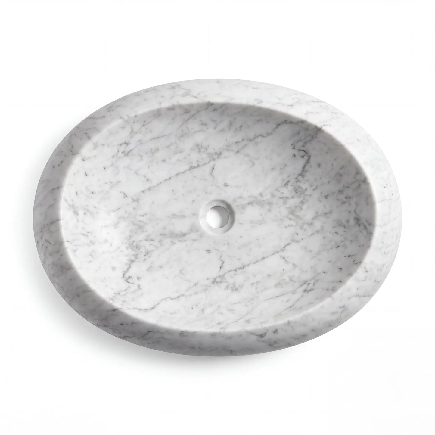RMD-227  Oval Carrara white Vessel Sink Basin