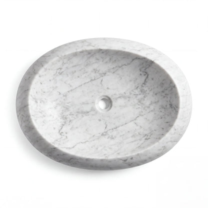 RMD-227  Oval Carrara white Vessel Sink Basin