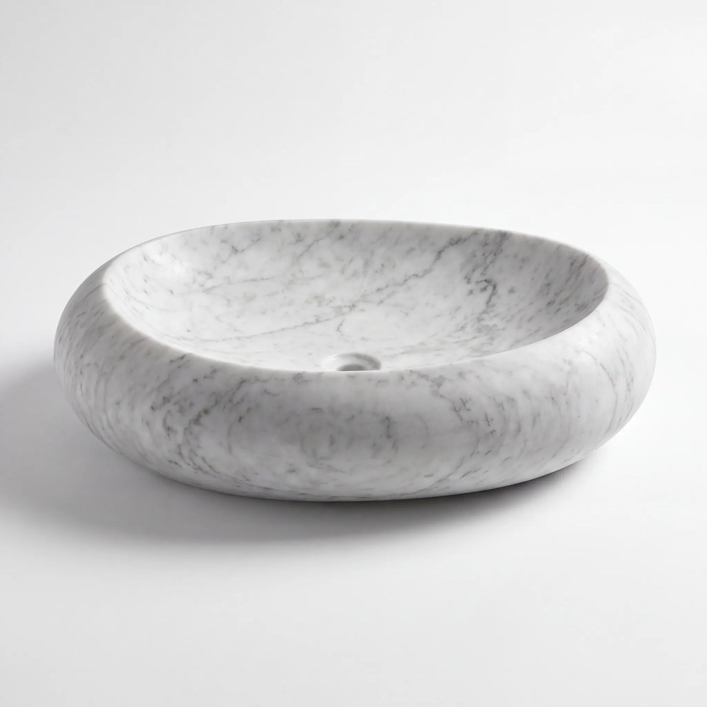 RMD-227  Oval Carrara white Vessel Sink Basin