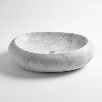 RMD-227  Oval Carrara white Vessel Sink Basin