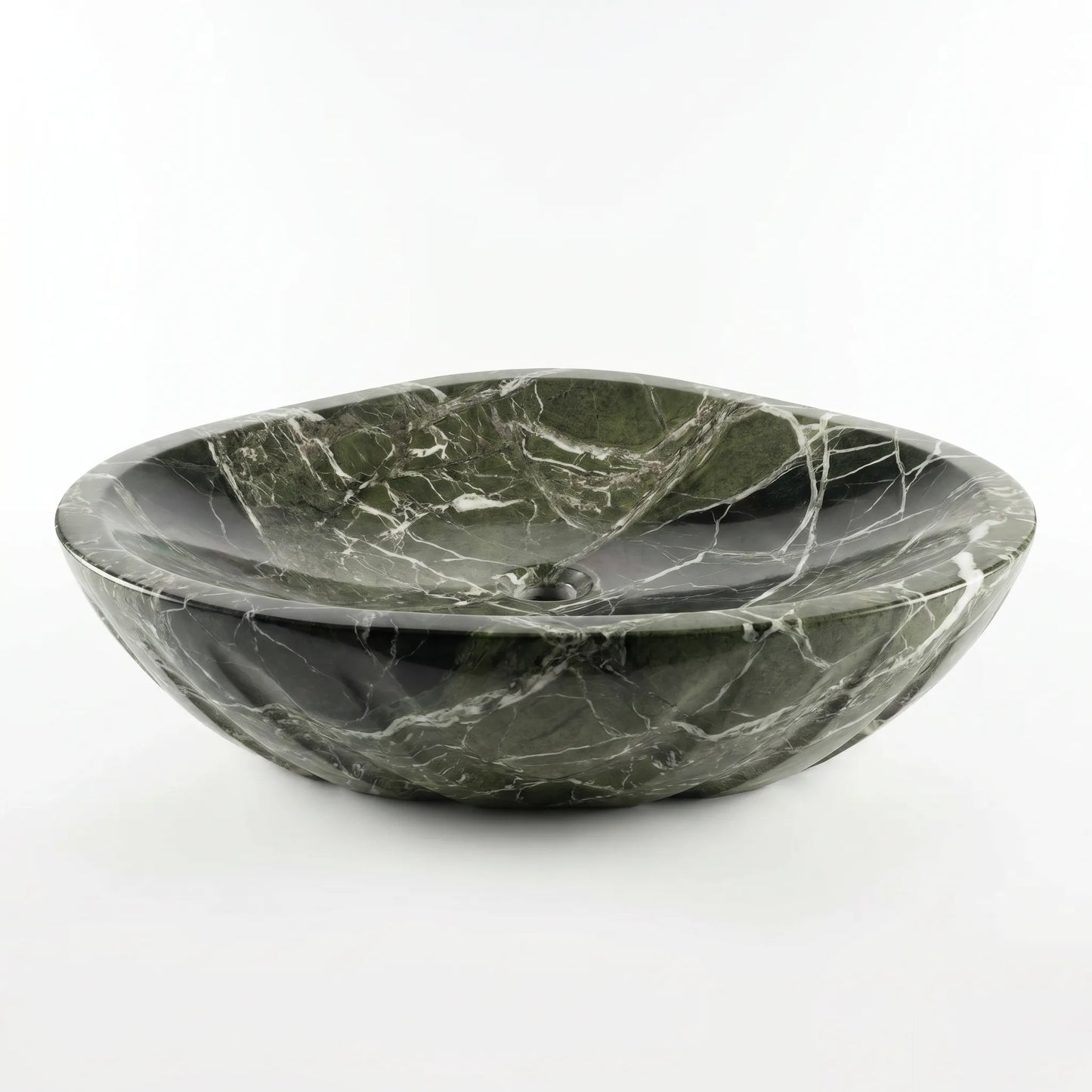 RMD-228 Round Green Marble Vessel Sink Basin