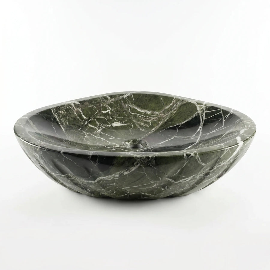 RMD-228 Round Green Marble Vessel Sink Basin