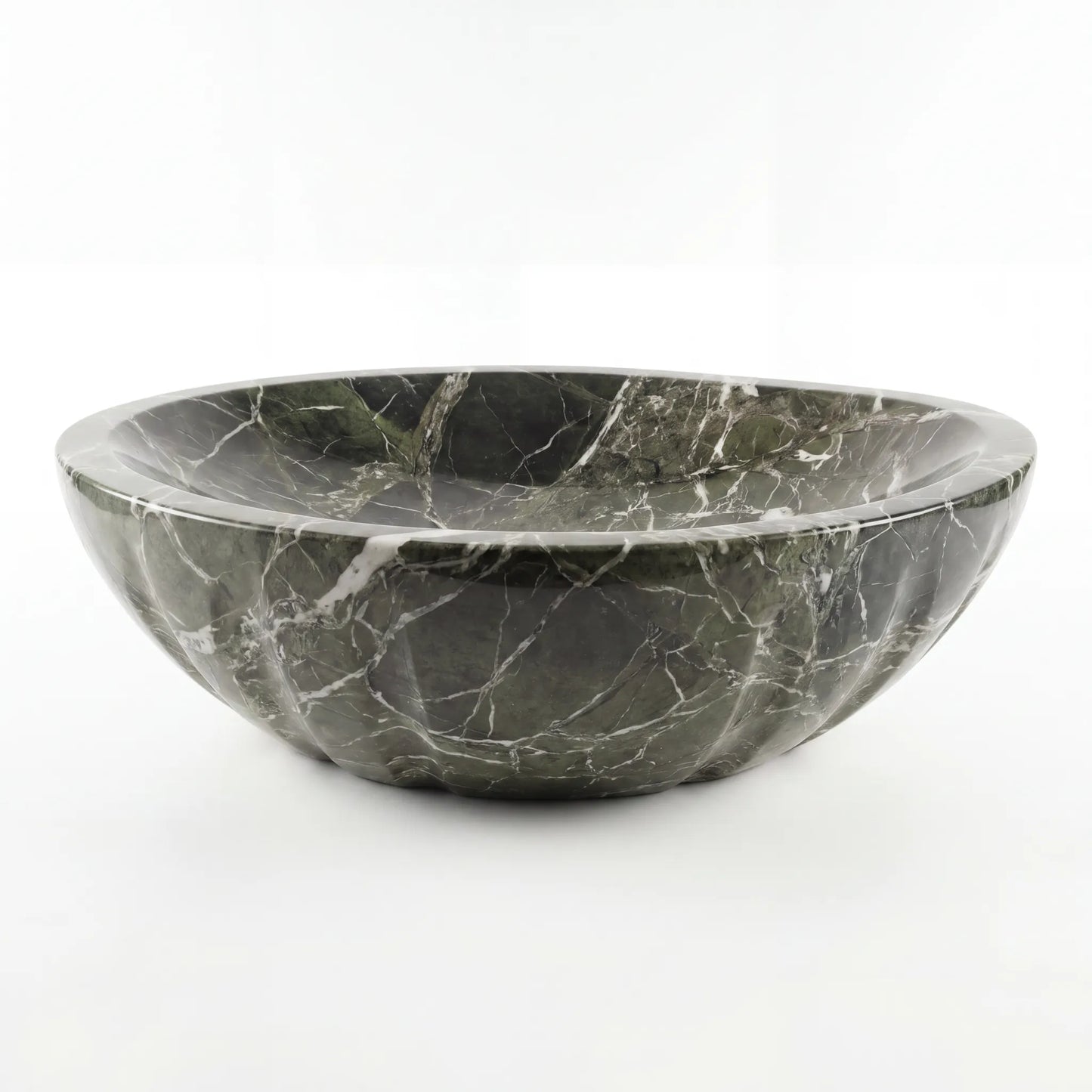 RMD-228 Round Green Marble Vessel Sink Basin