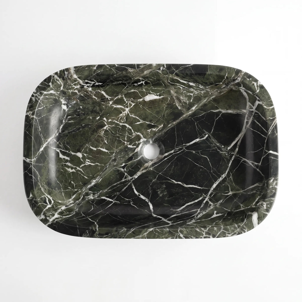 Detailed view of RMD-230 marble vessel basin highlighting its natural stone surface and polished finish