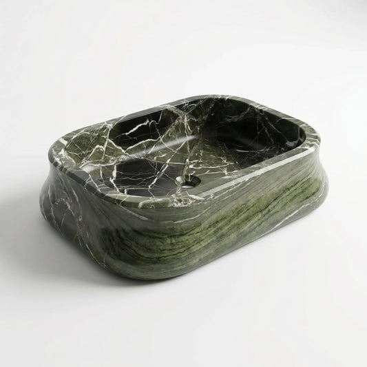 RMD-232 Round Green Marble Vessel Sink Basin