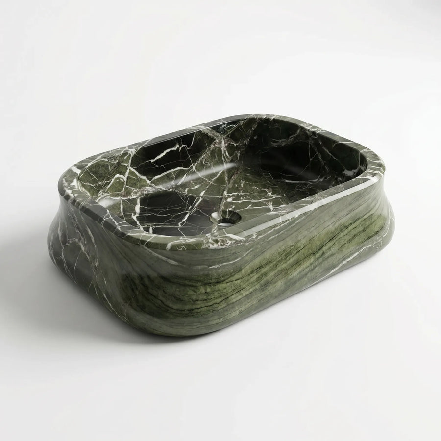 RMD-232 Round Green Marble Vessel Sink Basin
