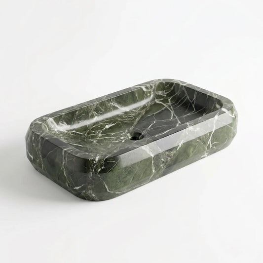RMD-234 Oval Green Marble Vessel Sink Basin
