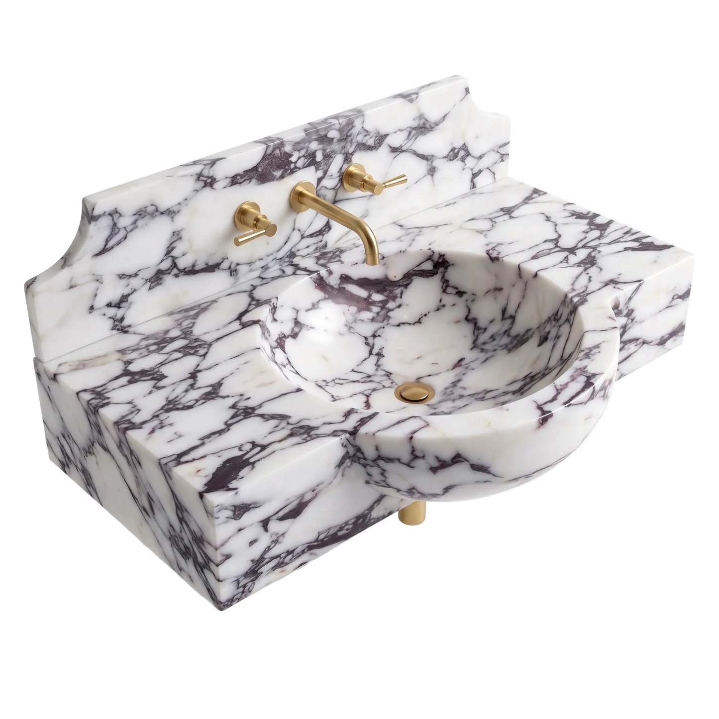 Ravello Custom Wall-Mounted Calacatta Viola Sculptural Marble Bathroom Sink