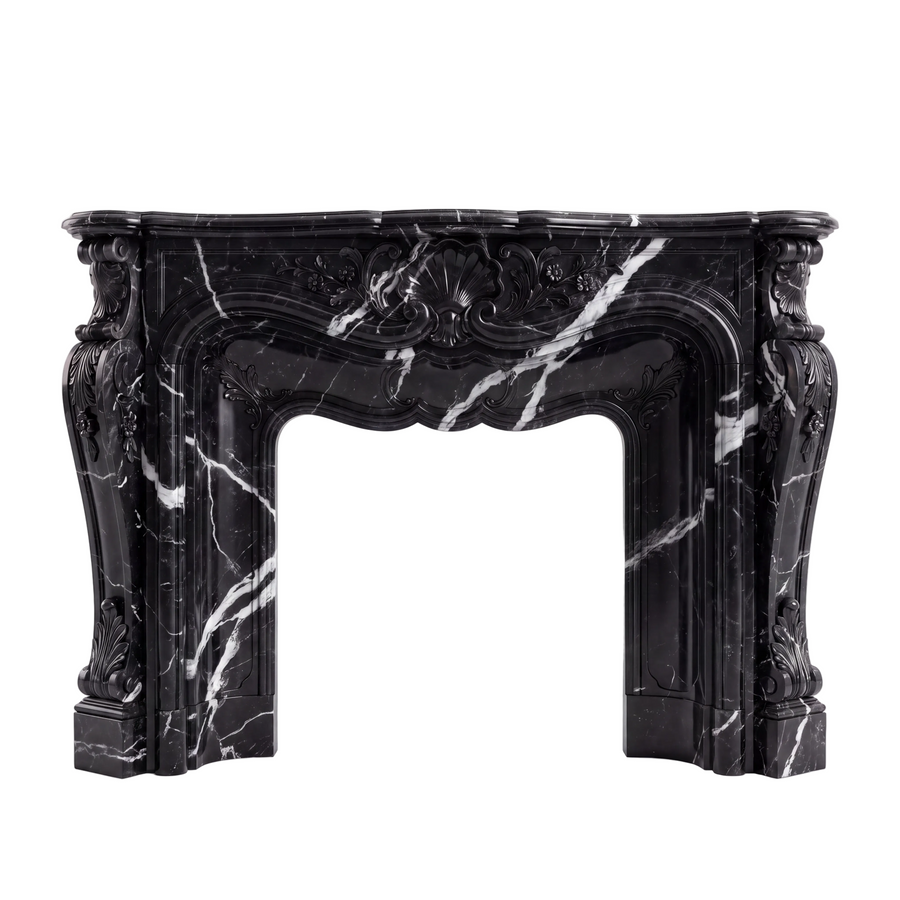 Ravenna – Custom Nero Marquina Marble Fireplace Mantel & Surround