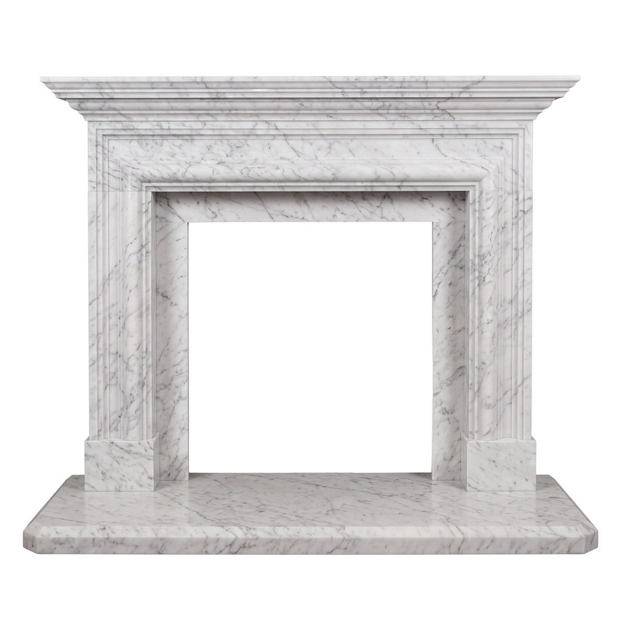 Regency – Custom Carrara White Marble Neoclassical Fireplace Mantel