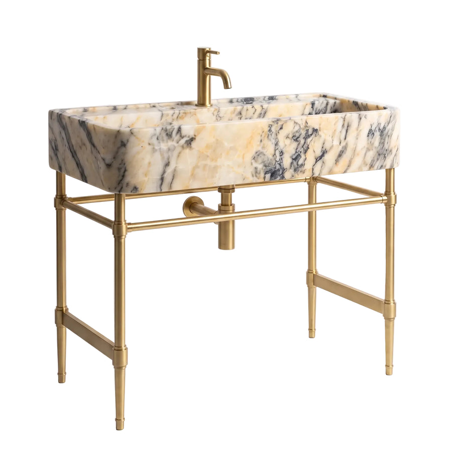 Sereno – Custom Calacatta Viola Marble Sink Vanity with Solid Brass Console Legs