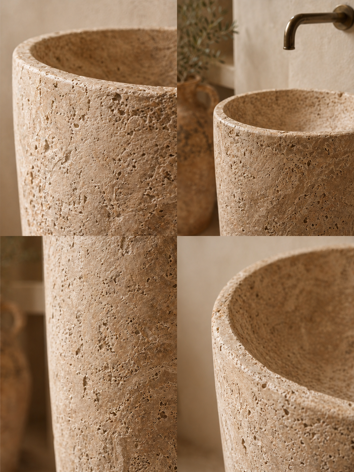Travertine Freestanding Marble Sink – Handcrafted Natural Stone