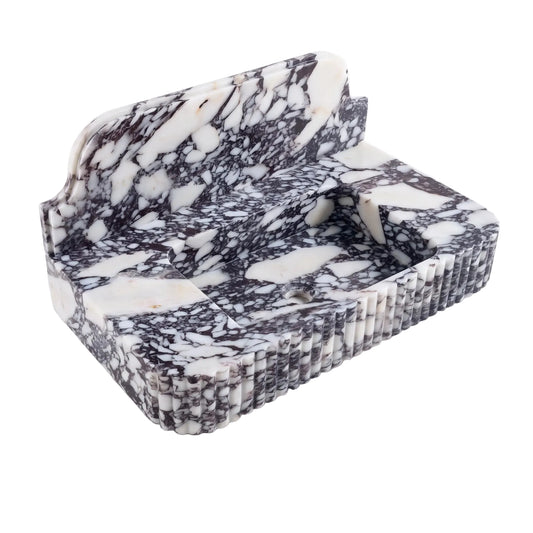 Sorrento - Custom Wall-Mounted Fluted Calacatta Viola Marble Bathroom Sink with Backsplash