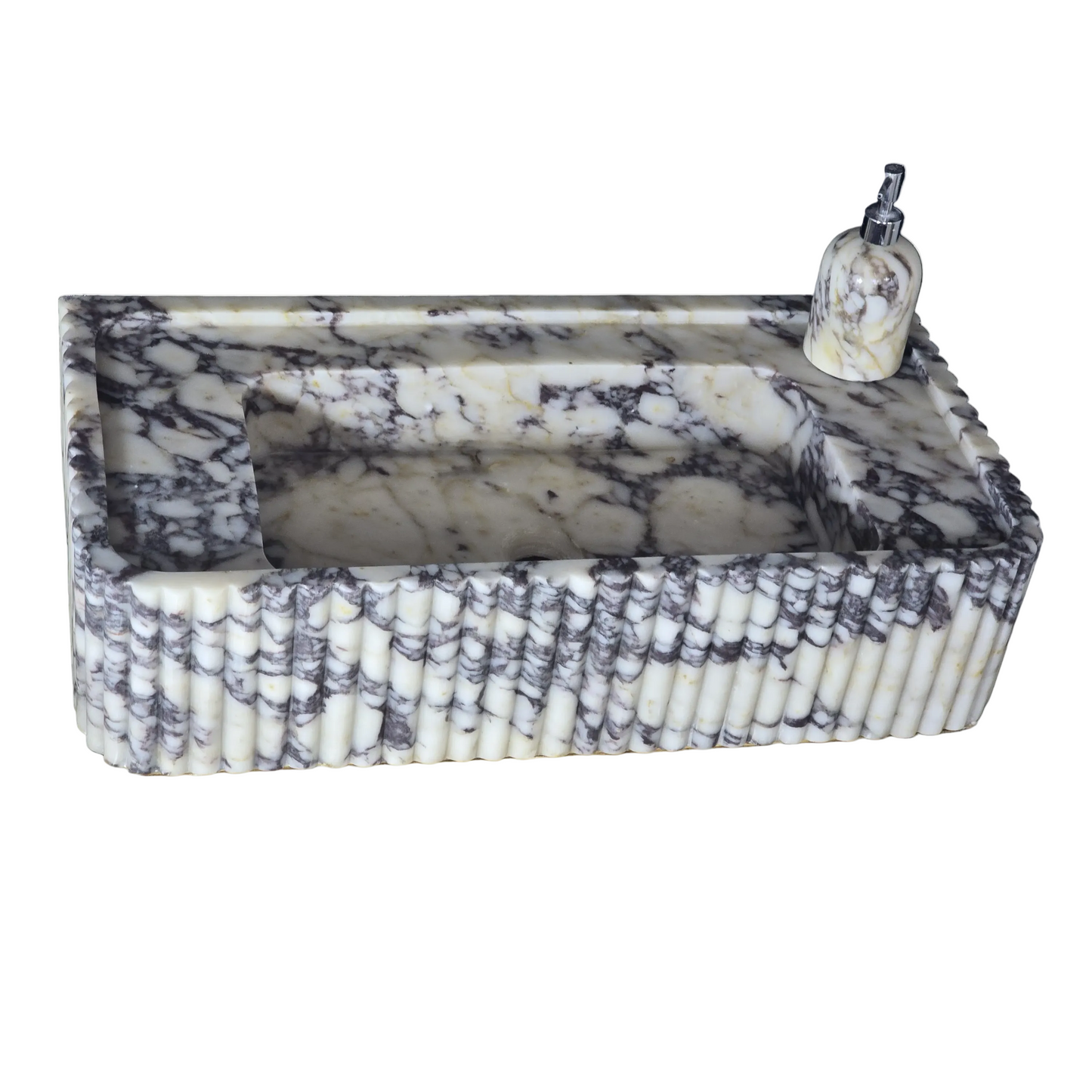 Torino Custom Wall-Mounted Fluted Calacatta Viola Marble Bathroom Sink