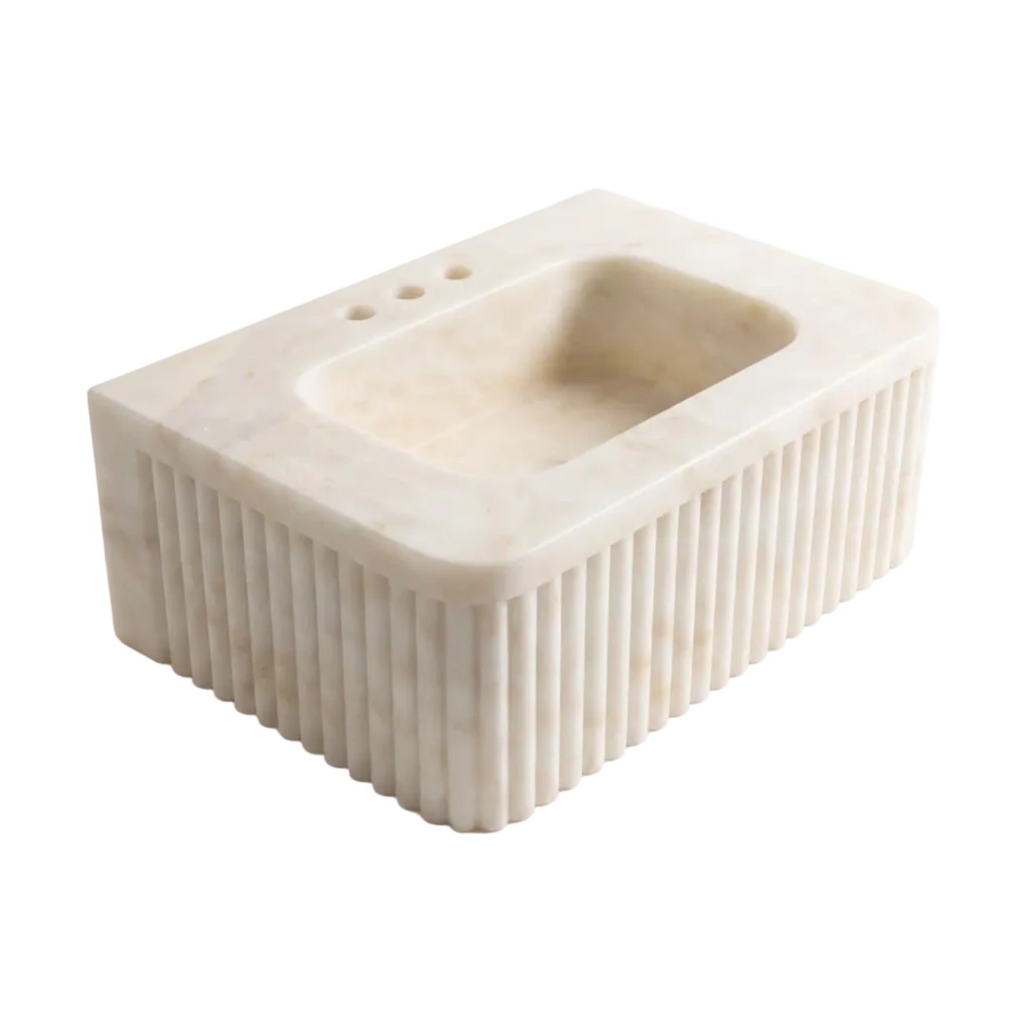 Valmere - Custom Wall-Mounted Fluted Afyon Sugar Marble Bathroom Sink