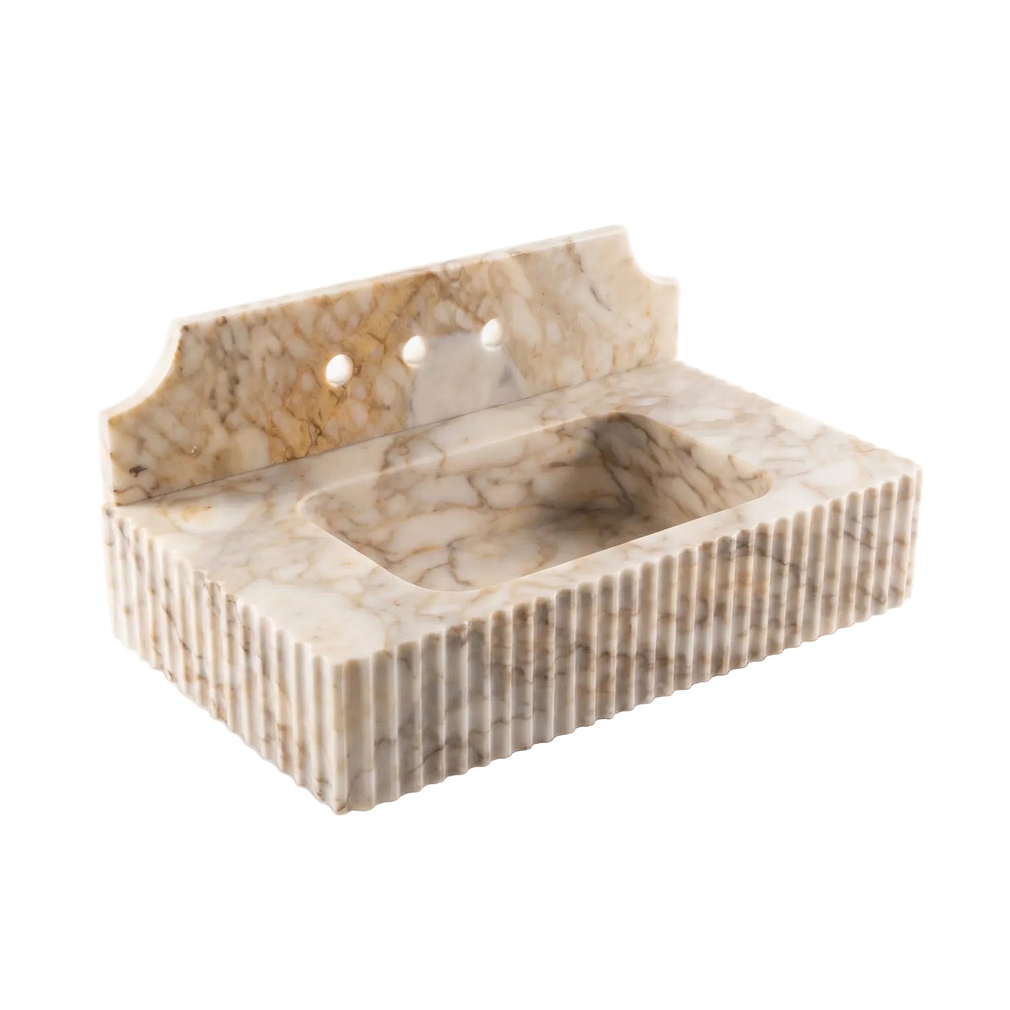 Varese - Custom Wall-Mounted Fluted Calacatta Gold Marble Bathroom Sink