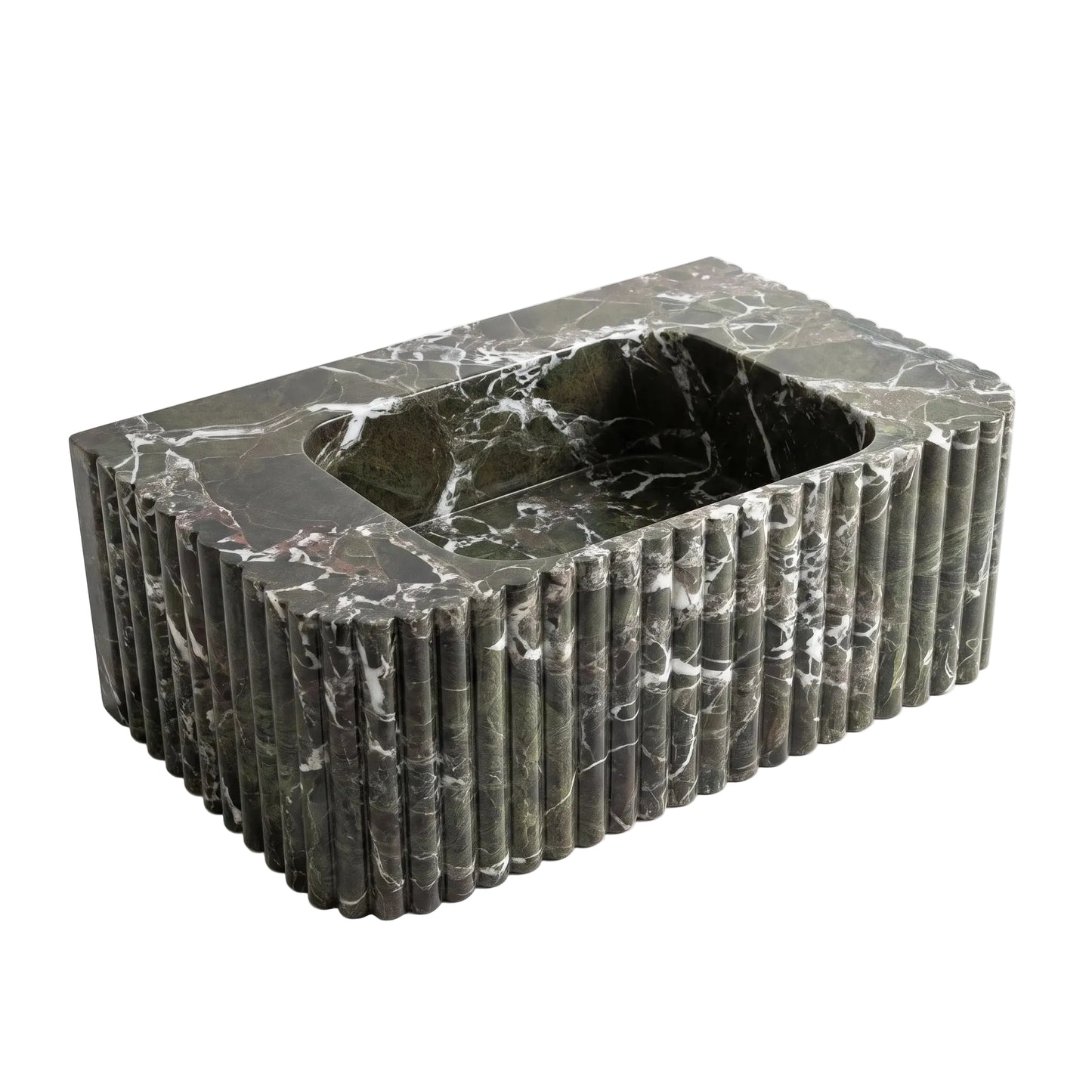 Verdeo Custom Wall-Mounted Fluted Green Marble Bathroom Sink