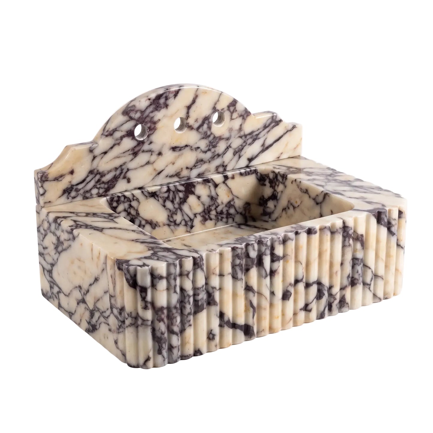 Viona - Custom Wall-Mounted Fluted Calacatta Viola Marble Bathroom Sink with Backsplash