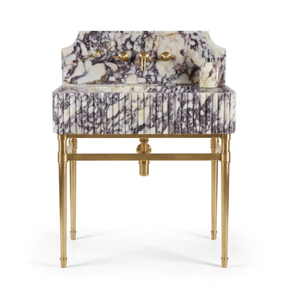 Volterra – Custom Calacatta Viola Marble Sink Vanity with Solid Brass Console Legs