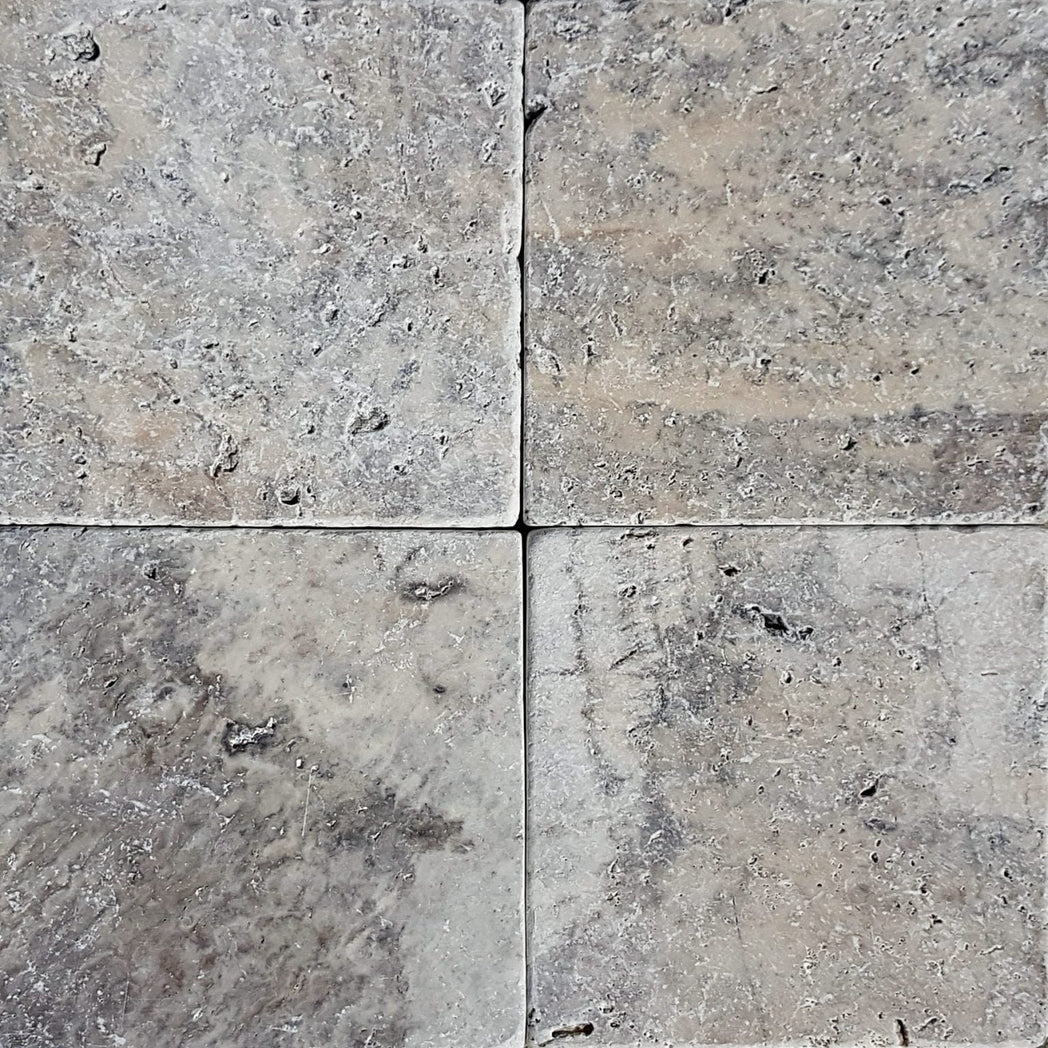 Argento Travertine Tile 15x15x1 cm – Tumbled Finish – Natural Stone Wall & Floor Tile