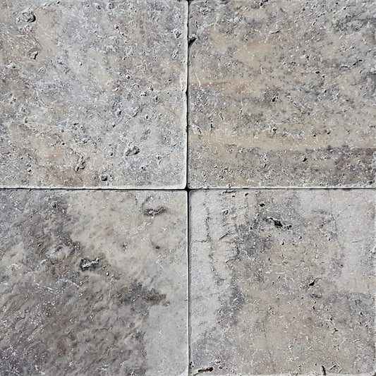 Argento Travertine Tile 15x15x1 cm – Tumbled Finish – Natural Stone Wall & Floor Tile